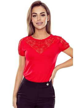 Bluzka damska z koronką czerwona Cyryla, Kolor czerwony, Rozmiar S, Eldar ze sklepu Primodo w kategorii Bluzki damskie - zdjęcie 188766279