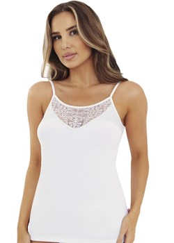 Biała koszulka na ramiączkach z koronką Caprice, Kolor biały, Rozmiar L, EMILI ze sklepu Primodo w kategorii Podkoszulki i halki - zdjęcie 188766707