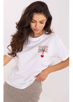 Biały t-shirt damski z nadrukiem D12022AI02645S, Kolor biały, Rozmiar L, Sublevel ze sklepu Primodo w kategorii Bluzki damskie - zdjęcie 188768255