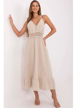 Beżowa sukienka muślinowa MI-SK-88573.83, Kolor beżowy, Rozmiar uniwersalny, ITALY MODA ze sklepu Primodo w kategorii Sukienki - zdjęcie 188768639