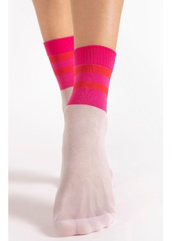 Cienkie skarpetki z paskami biało-różowe Dash 20 DEN G1190, Kolor biało-różowy, Rozmiar uniwersalny, Fiore ze sklepu Primodo w kategorii Skarpetki damskie - zdjęcie 188768867