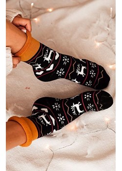 Świąteczne skarpetki damskie czarno-karmelowe Caribou, Kolor karmelowo-czarny, Rozmiar uniwersalny, Fiore ze sklepu Primodo w kategorii Skarpetki damskie - zdjęcie 188768879