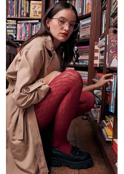 Wzorzyste rajstopy damskie czerwone STEREO 40 DEN, Kolor czerwony, Rozmiar 2, Fiore ze sklepu Primodo w kategorii Rajstopy - zdjęcie 188769025