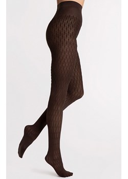 Wzorzyste rajstopy damskie czekoladowe STEREO 40 DEN, Kolor czekoladowy, Rozmiar 2, Fiore ze sklepu Primodo w kategorii Rajstopy - zdjęcie 188769026