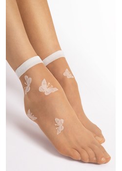 Transparentne skarpetki białe we wzór motyli Summer 15 DEN, Kolor biały, Rozmiar uniwersalny, Fiore ze sklepu Primodo w kategorii Skarpetki damskie - zdjęcie 188769029