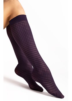 Podkolanówki damskie w strukturalny wzór fioletowe TWILLA 60 DEN, Kolor fioletowy, Rozmiar uniwersalny, Fiore ze sklepu Primodo w kategorii Podkolanówki - zdjęcie 188769035