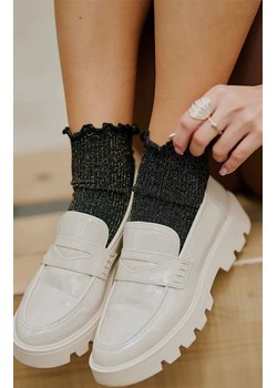 Błyszczące skarpetki damskie czarno-złote Nana, Kolor czarno-złoty, Rozmiar uniwersalny, Gabriella ze sklepu Primodo w kategorii Skarpetki damskie - zdjęcie 188769179