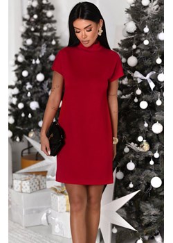 Czerwona sukienka dzianinowa z golfem KLER 377, Kolor czerwony, Rozmiar L, Ivon ze sklepu Primodo w kategorii Sukienki - zdjęcie 188772417