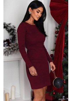 Elastyczna bordowa sukienka damska w prążek NOLIA 371, Kolor bordowy, Rozmiar L, Ivon ze sklepu Primodo w kategorii Sukienki - zdjęcie 188772457