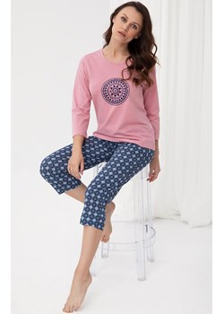 Piżama damska różowa z spodniami w rozeteki 331, Kolor różowo-granatowy, Rozmiar M, Luna ze sklepu Primodo w kategorii Piżamy damskie - zdjęcie 188774636