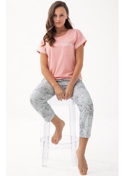 Piżama damska koralowa z koronką i zielone spodnie w kwiaty 342, Kolor koralowo-zielony, Rozmiar M, Luna ze sklepu Primodo w kategorii Piżamy damskie - zdjęcie 188774648