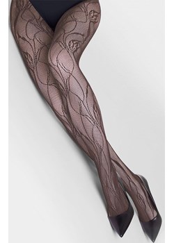 Marilyn kabaretki z kwiatowym motywem brązowe Charly F08, Kolor brązowy, Rozmiar 1/2, Marilyn ze sklepu Primodo w kategorii Rajstopy - zdjęcie 188775039