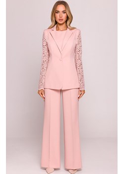 Moe spodnie damskie z szerokimi nogawkami pudrowy róż M378, Kolor róż pudrowy, Rozmiar S, MOE ze sklepu Primodo w kategorii Spodnie damskie - zdjęcie 188776599