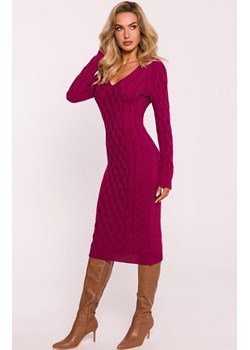 Sukienka swetrowa midi różowa M824, Kolor różowy, Rozmiar uniwersalny, MOE ze sklepu Primodo w kategorii Sukienki - zdjęcie 188777077