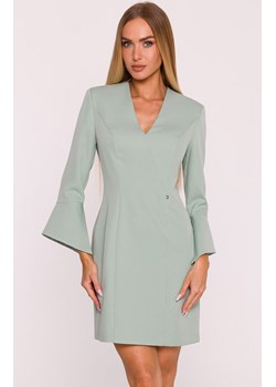 Moe sukienka z szerokimi mankietami miętowa M876, Kolor miętowy, Rozmiar L, MOE ze sklepu Primodo w kategorii Sukienki - zdjęcie 188777788