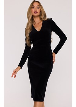 Sukienka welurowa z dekoltem czarna M889, Kolor czarny, Rozmiar L, MOE ze sklepu Primodo w kategorii Sukienki - zdjęcie 188777958