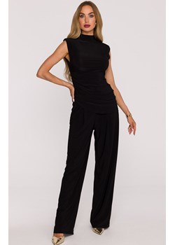 Czarny komplet damski z marszczoną bluzką i szerokimi spodniami M890, Kolor czarny, Rozmiar L, MOE ze sklepu Primodo w kategorii Komplety i garnitury damskie - zdjęcie 188777968