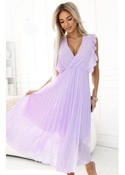 Plisowana sukienka z falbankami wrzosowa 315-7 Emily, Kolor wrzosowy, Rozmiar L, Numoco ze sklepu Primodo w kategorii Sukienki - zdjęcie 188779437