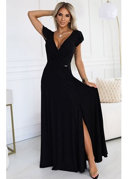 Połyskująca długa suknia z dekoltem czarna 411-12 CRYSTAL, Kolor czarny, Rozmiar L, Numoco ze sklepu Primodo w kategorii Sukienki - zdjęcie 188779548