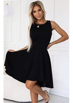 Wieczorowa sukienka z dłuższym tyłem czarna 575-1, Kolor czarny, Rozmiar L, Numoco ze sklepu Primodo w kategorii Sukienki - zdjęcie 188779736