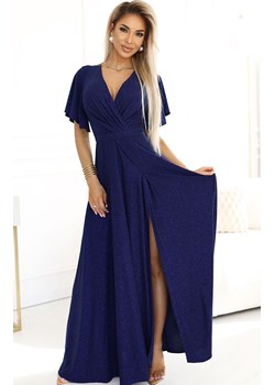 Długa sukienka z kopertowym dekoltem Jennifer 581-5, Kolor granatowy, Rozmiar L, Numoco ze sklepu Primodo w kategorii Sukienki - zdjęcie 188779765