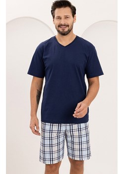 Bawełniana piżama męska granatowa 505, Kolor granatowy-wzór, Rozmiar M, Regina ze sklepu Primodo w kategorii Piżamy męskie - zdjęcie 188780375
