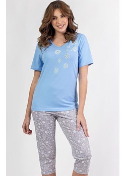 Bawełniana piżama damska niebieska 696, Kolor niebieski-wzór, Rozmiar M, Regina ze sklepu Primodo w kategorii Piżamy damskie - zdjęcie 188780396