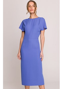 Sukienka z dekoltem z tyłu i rozcięciem niebieska S398, Kolor niebieski, Rozmiar L, Stylove ze sklepu Primodo w kategorii Sukienki - zdjęcie 188783209