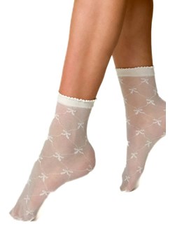 Veneziana cienkie skarpetki damskie w kokardki ecru Livia, Kolor ecru, Rozmiar uniwersalny, Veneziana ze sklepu Primodo w kategorii Skarpetki damskie - zdjęcie 188785486