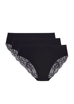 Gorteks 3-pak bawełniane figi z koronkowym tyłem Eliza, Kolor czarny, Rozmiar 36, Gorteks ze sklepu Intymna w kategorii Majtki damskie - zdjęcie 188786026