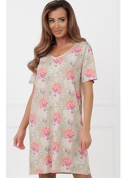 Damska koszula nocna z krótkim rękawem Harmonia, Kolor beżowy-wzór, Rozmiar M, Italian Fashion ze sklepu Intymna w kategorii Koszule nocne - zdjęcie 188786028