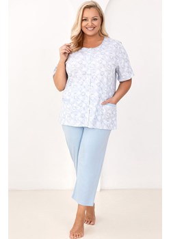 Bawełniana piżama damska rozpinana plus size niebieska 738, Kolor niebieski, Rozmiar XXL, Regina ze sklepu Intymna w kategorii Piżamy damskie - zdjęcie 188786135