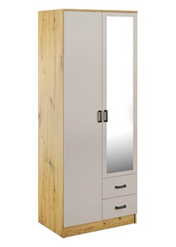 Skandynawska szafa z lustrem dąb artisan + kaszmir - Larimox ze sklepu Edinos.pl w kategorii Szafy - zdjęcie 188786207