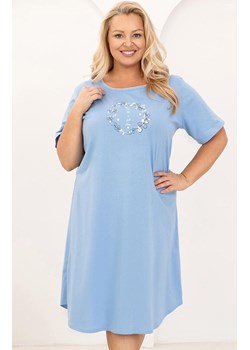 Bawełniana koszula nocna damska niebieska plus size 176, Kolor niebieski, Rozmiar XXL, Regina ze sklepu Primodo w kategorii Koszule nocne - zdjęcie 188786399