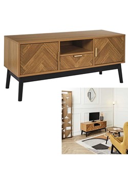 Rétro Chic Szafka RTV "Felix" w kolorze jasnobrązowo-czarnym - 110 x 48 x 40 cm ze sklepu Limango Polska w kategorii Meble - zdjęcie 188791538