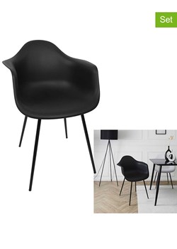 Rétro Chic Fotele (4 szt.) "Gustav" w kolorze czarnym - 62 x 85 x 59 cm ze sklepu Limango Polska w kategorii Pufy i siedziska - zdjęcie 188792068