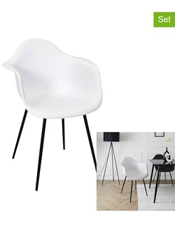 Rétro Chic Fotele (4 szt.) "Gustav" w kolorze białym - 62 x 85 x 59 cm ze sklepu Limango Polska w kategorii Pufy i siedziska - zdjęcie 188792076