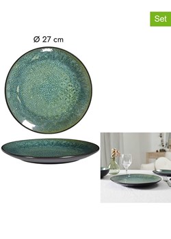 THE HOME DECO FACTORY Talerze (6 szt.) "Elia" w kolorze czarno-zielonym - Ø 27 cm ze sklepu Limango Polska w kategorii Naczynia - zdjęcie 188793105