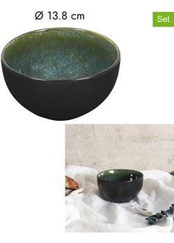 THE HOME DECO FACTORY Miski (4 szt.) "Elia" w kolorze czarno-zielonym - Ø 13,8 cm ze sklepu Limango Polska w kategorii Naczynia - zdjęcie 188793118