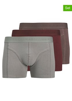 Jack &amp; Jones Bokserki (3 pary) "Jacordinary" w kolorze szaro-brązowo-czerwonym ze sklepu Limango Polska w kategorii Majtki męskie - zdjęcie 188794676