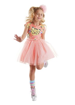 Denokids Sukienka "Leo&amp;Flowers" w kolorze jasnoróżowym ze sklepu Limango Polska w kategorii Sukienki dziewczęce - zdjęcie 188799038