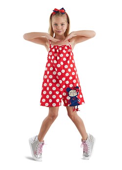 Denokids Sukienka "Cute Dots Poplin" w kolorze czerwonym ze sklepu Limango Polska w kategorii Sukienki dziewczęce - zdjęcie 188799245