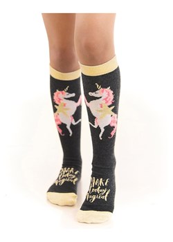 Denokids Podkolanówki "Unicorn" w kolorze antracytowym ze sklepu Limango Polska w kategorii Skarpetki dziecięce - zdjęcie 188800587