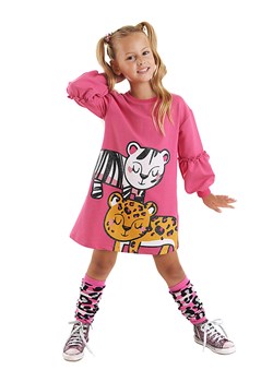 Denokids Sukienka "Leopard Zebra" w kolorze różowym ze sklepu Limango Polska w kategorii Sukienki dziewczęce - zdjęcie 188800789