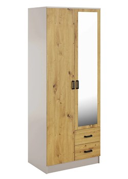 Szafa z lustrem i szufladami kaszmir + dąb artisan - Larimox ze sklepu Edinos.pl w kategorii Szafy - zdjęcie 188807129
