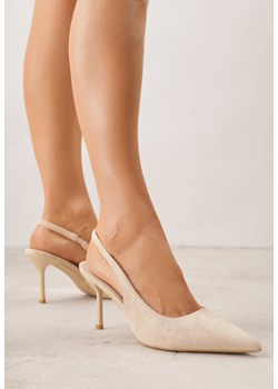 Beżowe Sandały na Szpilce z Imitacji Zamszu z Noskiem w Szpic Fyrlenne ze sklepu born2be.pl w kategorii Czółenka - zdjęcie 188807717
