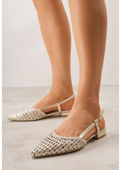 Złote Sandały Ozdobione Plecionką Melorah ze sklepu born2be.pl w kategorii Sandały damskie - zdjęcie 188807879