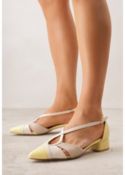 Żółte Czółenka na Obacasie z Wycięciami i Metalicznymi Paskami Prosilis ze sklepu born2be.pl w kategorii Czółenka - zdjęcie 188807987