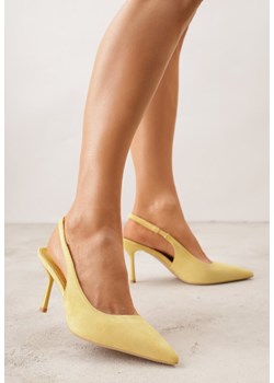 Żółte Sandały Slingback na Szpilce z Imitacji Zamszu Carilona ze sklepu renee.pl w kategorii Czółenka - zdjęcie 188809716