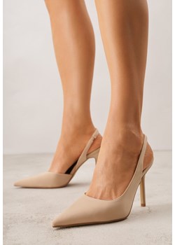 Beżowe Casualowe Sandały na Szpilce Typu Slingback Lamigonia ze sklepu renee.pl w kategorii Czółenka - zdjęcie 188810307